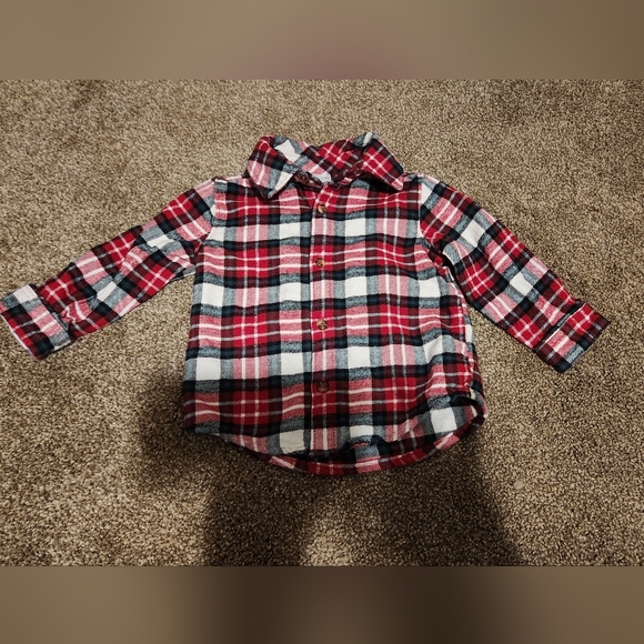 Carter's Just One You 12 Months Long Sleeve Flannel Button Up Shirt - Picture 3 of 8